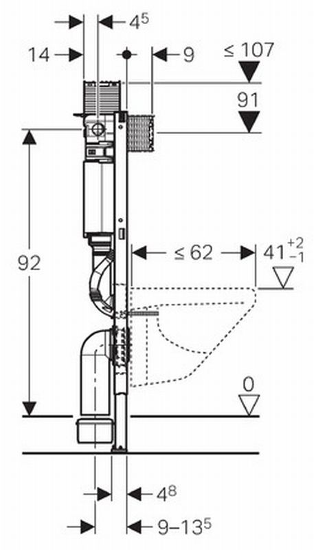Bâti-support autoportant DUOFIX 82cm avec réservoir OMEGA 12cm - GEBERIT -  111.009.00.1