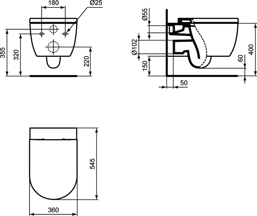 Brosse WC suspendue et porte-brosse carré - Conca