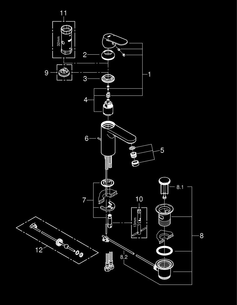 GROHE QuickFix Start Edge S-size Waterbesparende Wastafelmengkraan Chroom Sw705163