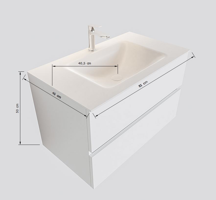 Cache tuyau pour meuble de salle de bain - Largeur 50 cm