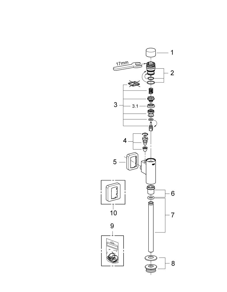 Grohe Rondo Urinoirspoeler Met Stopkraan Spoelpijp En Verbinder Chroom