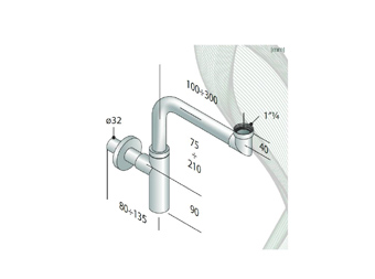 Plieger design siphon gain de place chrome - 7112155K 