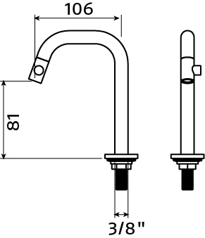 Robinet eau froide, montage mural, pour lave-mains, chromé - KALDUR CLOU