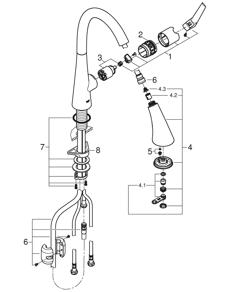 GROHE Zedra Keukenkraan - draaibare/uittrekbare uitloop - chroom