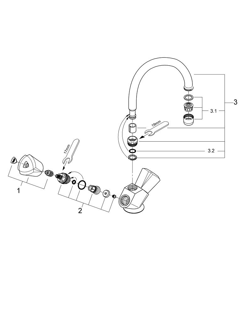 Grohe Costa Trend Keukenkraan - Hoge uitloop 31072000