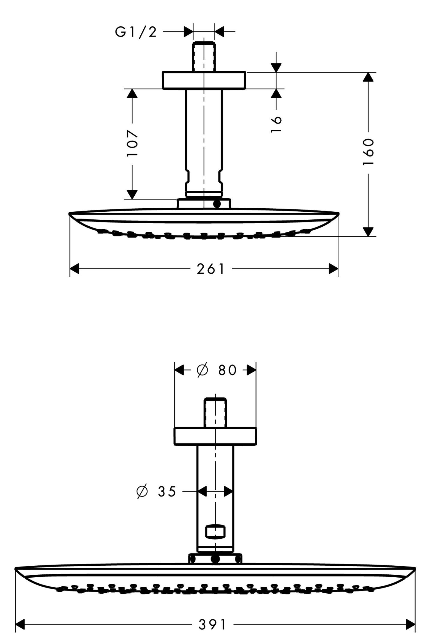 Hansgrohe Puravida Hoofddouche Air Jet Met Plafond Bevestiging Cm Wit Chroom