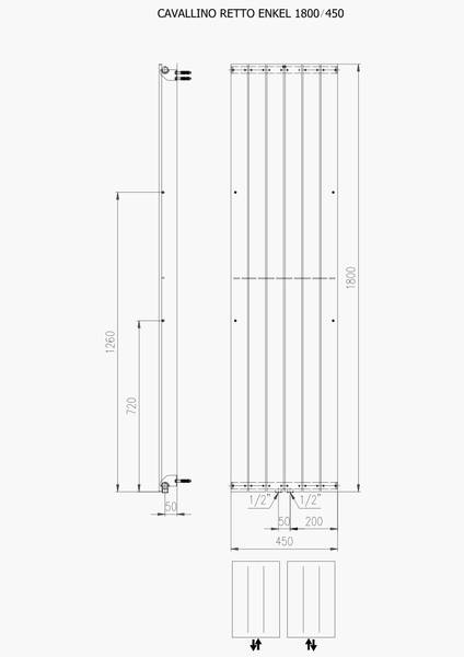 Vervallen draai Menagerry Plieger Cavallino Retto designradiator verticaal enkel middenaansluiting  1800x450mm 910W wit - 7252970 - Sanitairwinkel.nl