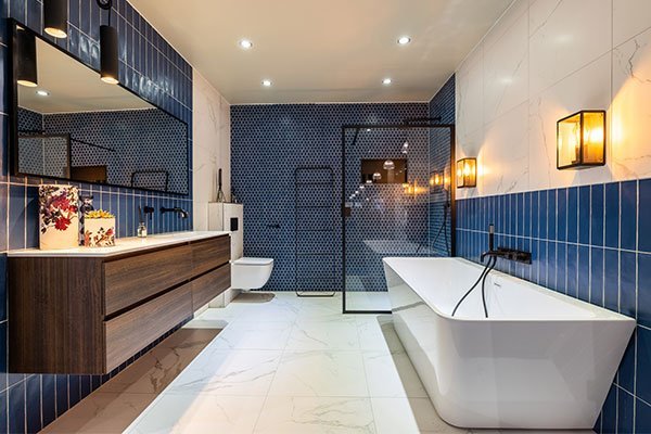 salle de bains complète bleu bohémien