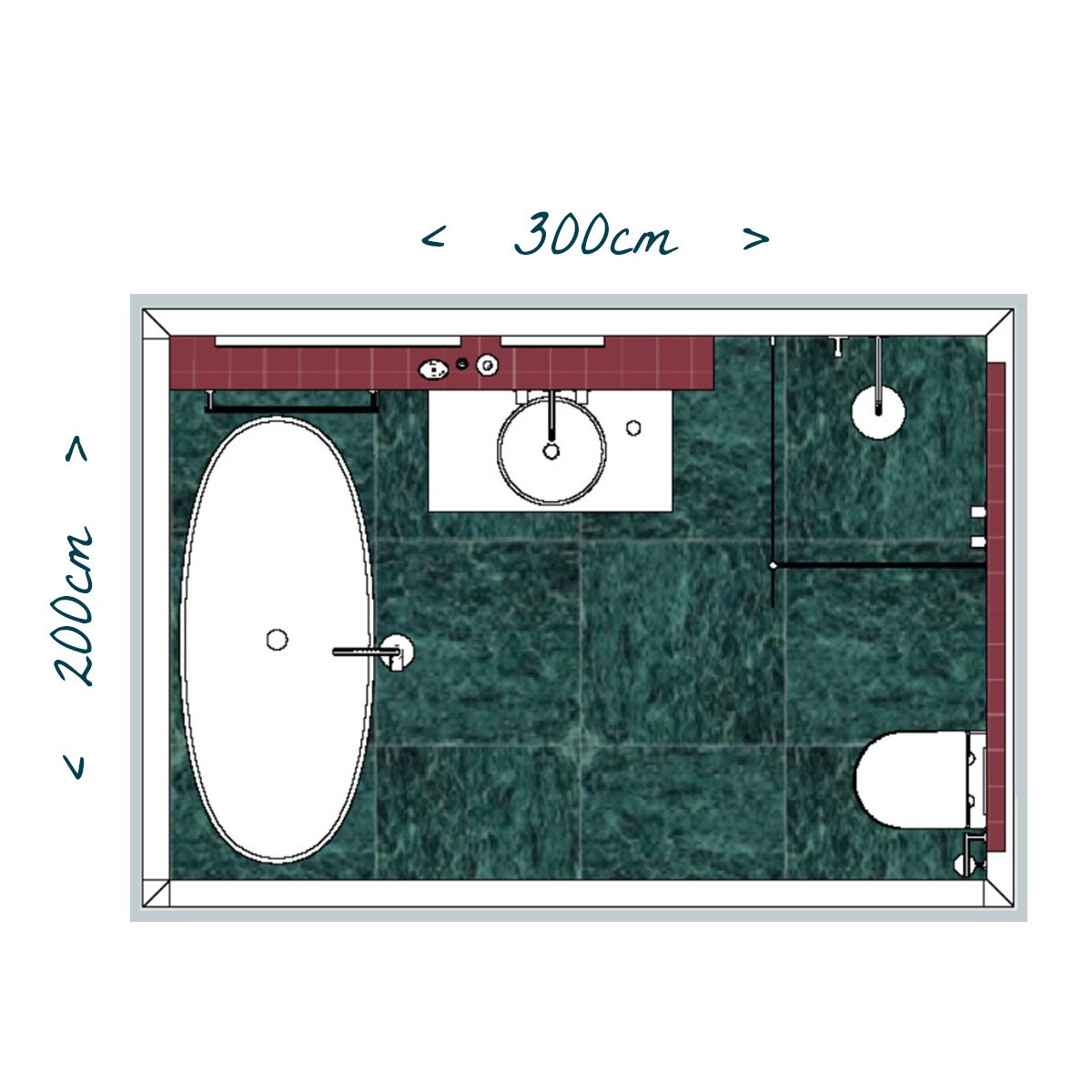 werktekening badkamer Emerald