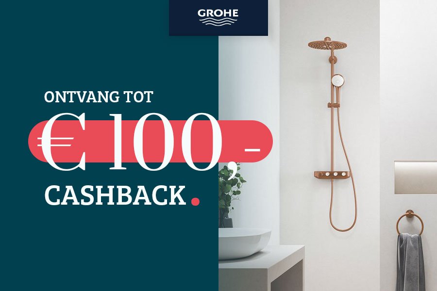 Tot €100 cashback op GROHE douches