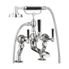 Crosswater 1920s badkraan 2 gats met handdouche en omstel chroom greep zwart SW73371 Crosswater 1920s badkraan 2 gats met handdouche en omstel chroom greep zwart SW73371