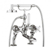 Crosswater 1920s badkraan 2 gats met handdouche en omstel wit en kruisgreep chroom SW73372 Crosswater 1920s badkraan 2 gats met handdouche en omstel wit en kruisgreep chroom SW73372