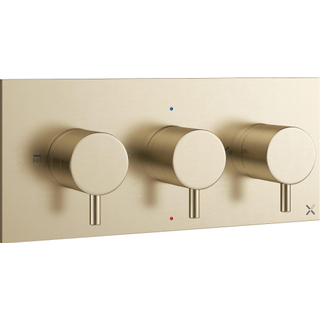 Crosswater MPRO inbouw thermostatisch douchekraan horizontaal 2 stopkranen geborsteld messing (goud)