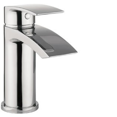 Crosswater Flow Wastafelkraan - met waterval - 1 gats - met klikwaste - hoogglans chroom