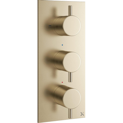 Crosswater MPRO Inbouw - thermostatisch douchekraan verticaal - 2 stopkranen - geborsteld messing (goud)