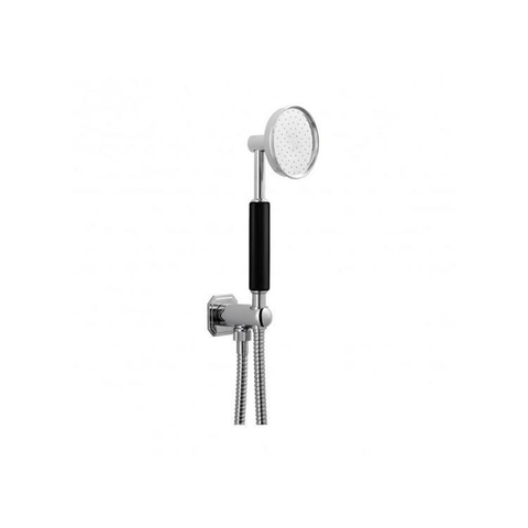 Crosswater 1920s Pommeau de douche - avec porte mural et flexible - chrome poignée - noir SW73381