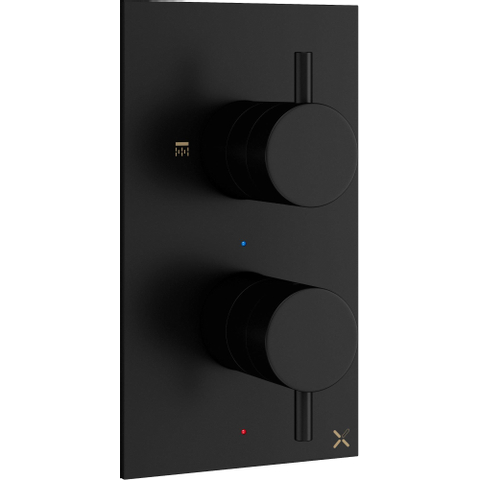 Crosswater MPRO Regendouche - 20cm - inclusief - inbouw - thermostatische douchekraan plafondarm en 3 standen handdouche - mat zwart SW419798