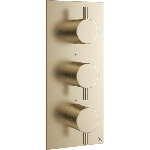 Robinet de douche thermostatique encastré Crosswater MPRO vertical 2 robinets d'arrêt en laiton brossé (or) SW209258