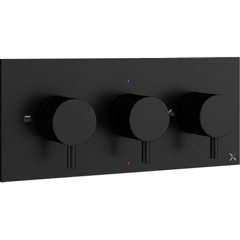 Robinet de douche thermostatique encastré Crosswater MPRO horizontal 2 robinets d'arrêt noir mat SW209261