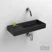Clou Mini Wash Me fontein 45x19cm zonder kraangat en plug kranenbank links Keramiek Zwart mat SW9312