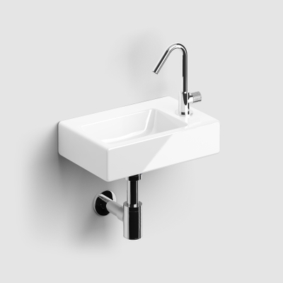 Clou InBe ensemble lave-mains 36x24.5x9cm n°2 avec robinet bonde et siphon céramique Blanc