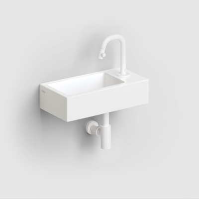 Clou Flush 3 Lave-mains 36x18x9cm avec trou de robinet droite céramique blanc mat