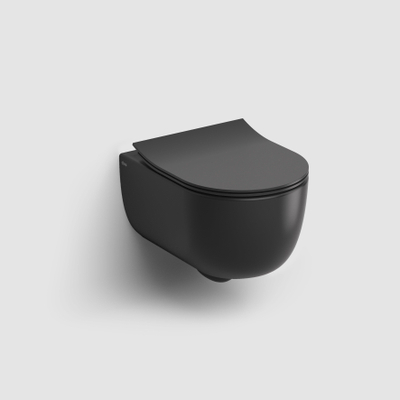 Clou Hammock WC suspendu sans bride 37x49cm abattant fin Céramique Noir mat