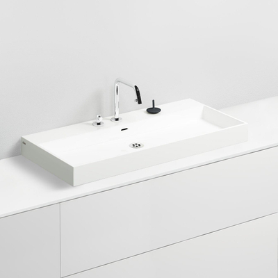Clou Wash Me wastafel 90x42cm zonder plug mineraalsteen Wit