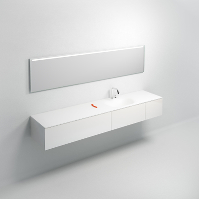 Clou Hammock plan vasque 220x50,3cm cuve simple à droite Aluite Blanc mat