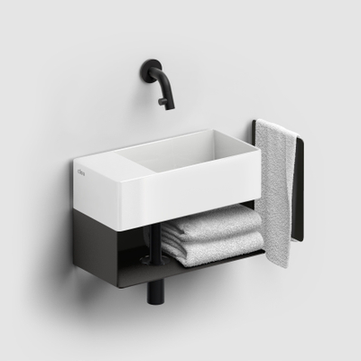 Clou New Flush Meuble ouvert - 44x18x21.2cm - gauche - avec porte-serviettes - noir