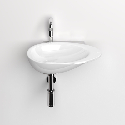 Clou First vasque de lavabo 36x21,8cm sans trou de robinet avec bonde Céramique Blanc