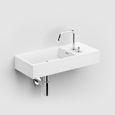 Clou Wash Me lavabo 75x32cm trous de robinetterie pré-percés aluite Blanc mat