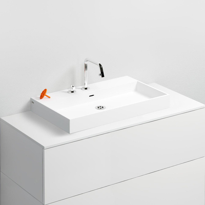 Clou Wash Me wastafel 70x42cm zonder plug aluite Wit mat