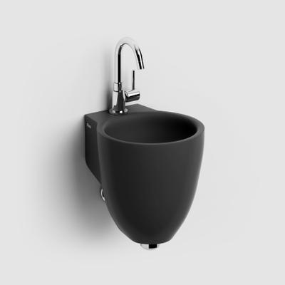 Clou Flush 6 Lave mains avec trou pour robinetterie et siphon céramique 27x28x31.5cm noir mat