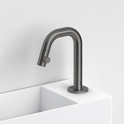 Clou Kaldur robinet de lavabo compact bec court R gunmetal brossé PVD