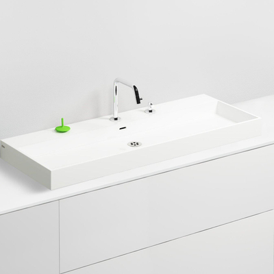 Clou Wash Me lavabo 110x42cm sans bonde pierre minérale Blanc