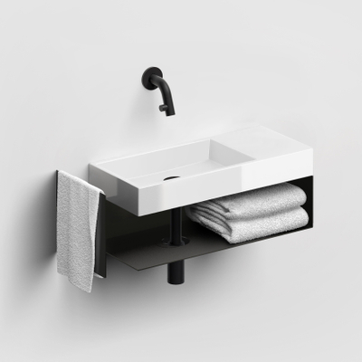 Clou Mini Wash Me Armoire ouverte - 53x19x17.5cm - droite - avec porte-serviettes - noir