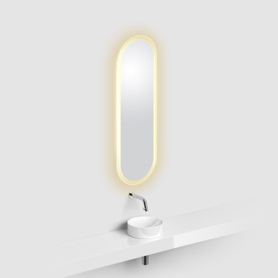 Clou look at avec miroir 90x28cm éclairage led ovale bord satiné