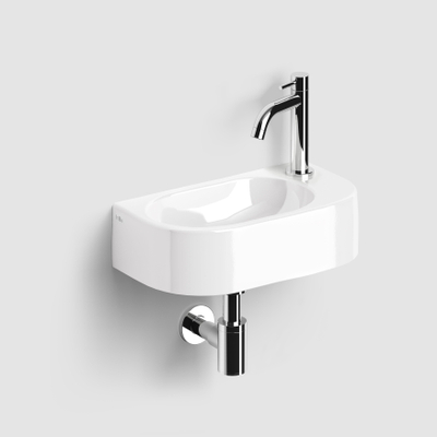 Clou InBe Ensemble lave-mains - 41x22,5x11cm - ovale - avec robinet - avec bonde - avec siphon - céramique blanche - chrome