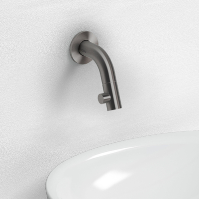 Clou Kaldur robinet de lavabo courte saill. montage mural gunmetal brossé PVD