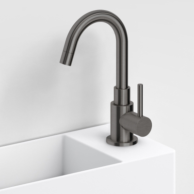 Clou Freddo Robinet lave-mains - 20,5 cm - bec pivotant - lavabo à poser - 1 trou - gunmetal brossé