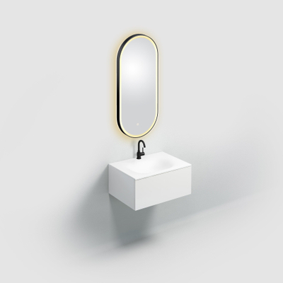 Clou Look at Me miroir 100x45cm éclairage LED tout autour ovale Noir mat