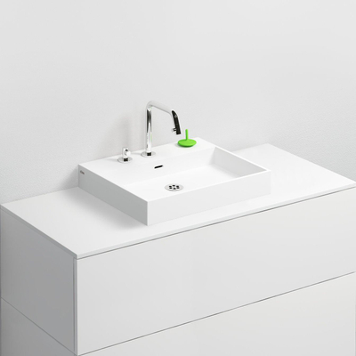 Clou Wash Me lavabo 50x42cm 3 trous de robinet pré-percés aluite Blanc mat