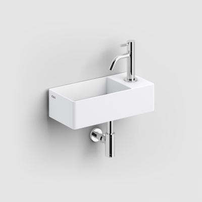 Clou New Flush 3 lave-mains 35x18cm trou de robinet pré-percé aluite Blanc mat