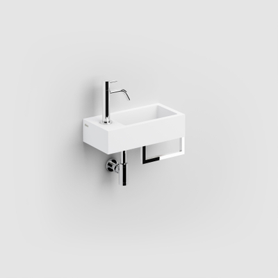 Clou Flush 3 lave-mains 36x18cm trou de robinet à gauche avec porte-serviettes aluite Blanc mat