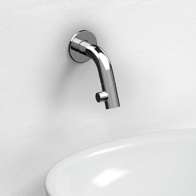 Clou Kaldur kranen chroom fonteinkraan 4.5x6.8cm korte uitloop wandmontage SHOWROOMMODEL