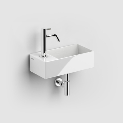Clou New Flush lave-mains 35x18cm incluant bonde avec trou de robinetterie à gauche Céramique Blanc