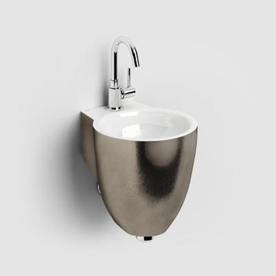 Clou Flush 6 Lave mains avec trou pour robinetterie et siphon céramique 27x28x31.5cm Blanc