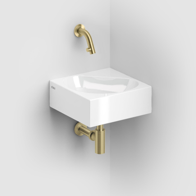 Clou Flush Lave-mains d'angle 27x27x10cm sans trou de robinetterie Céramique Blanc