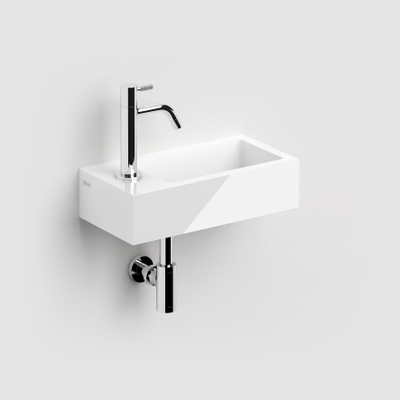 Clou Flush 3 lave-mains 36x18x9cm trou de robinet à gauche pierre minérale Blanc